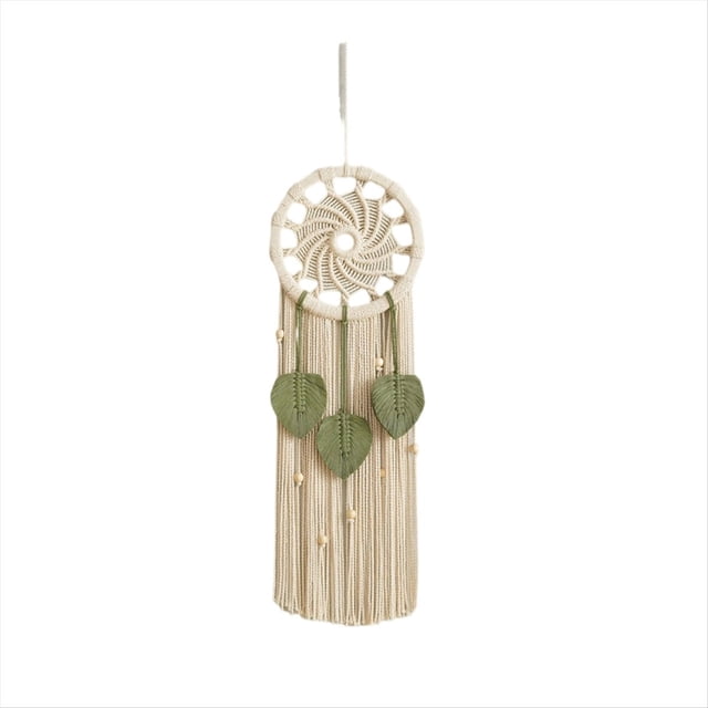 AtrapasueñOs Boho DecoracióN de Pared AtrapasueñOs Macramé Colgante de Pared con 3 Hojas Tejidas Borlas DecoracióN del Hogar 25X80Cm
