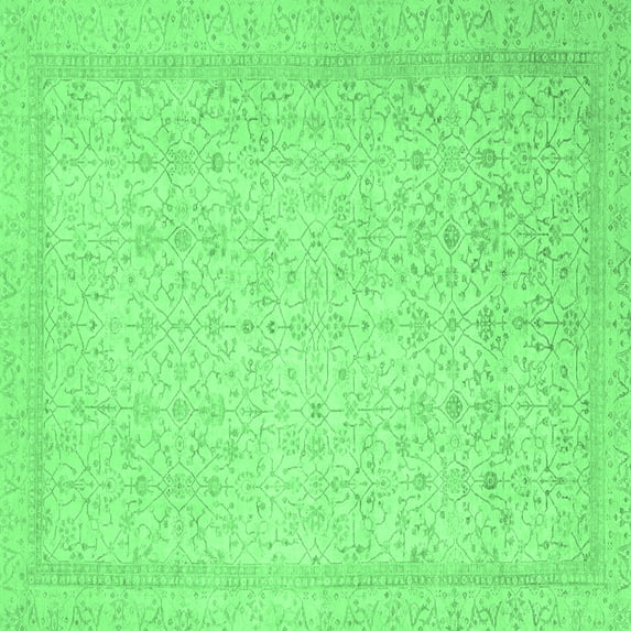 Ahgly Company Indoor Square Oriental Emerald Green Traditional Area Rugs, 7' Square