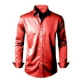 thumbnail image 6 of purcolt Mens Silk Satin Dress Shirts Long Sleeve Button Down Shirt Party Prom Wedding Shirt, 6 of 9