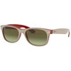 RB2132 6307A6 58MM Matte Beige on Opal Red/Green Gradient Brown Square Sunglasses for Men for Women + FREE Complimentary Eyewear Kit