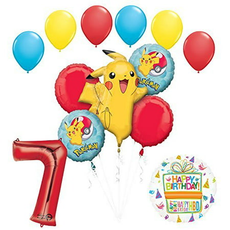 Pokemon 7th Birthday Party Supplies and Balloon Bouquet Decorations