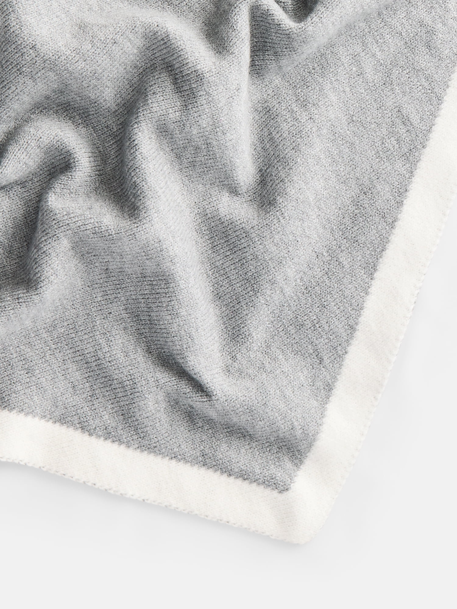 Scenario Women's Border Stripe Knit Triangle Scarf, Medium Grey Heather and Winter White