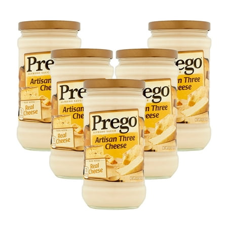 (5 Pack) Prego Artisan Three Cheese Alfredo Sauce, 14.5