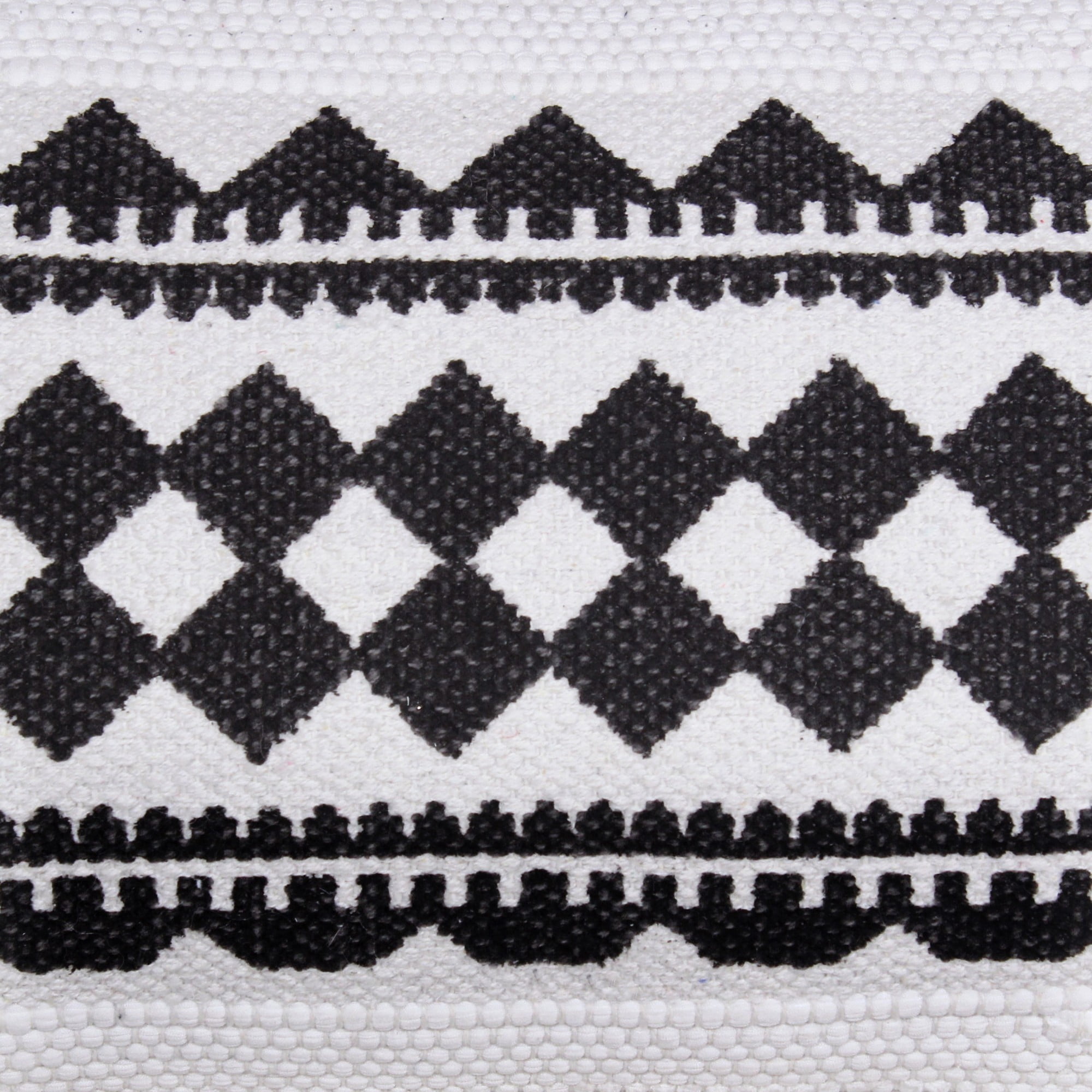 Laddha Home Designs Handwoven Geometric Diamond Lumbar Pillow Cover - 36" - White and Black