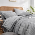 thumbnail image 2 of Davulos 7 Pieces Queen Comforter Set,Soft Striped Pattern Bed in a Bag Queen Size, All Season Bedding Set with Comforter, Flat Sheet, Fitted Sheet, Pillowcases & Shams,Grey, 2 of 7