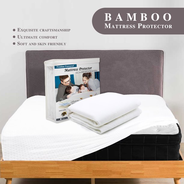 All Seasons Luxury Bamboo Mattress Protector Queen Premium Mattress