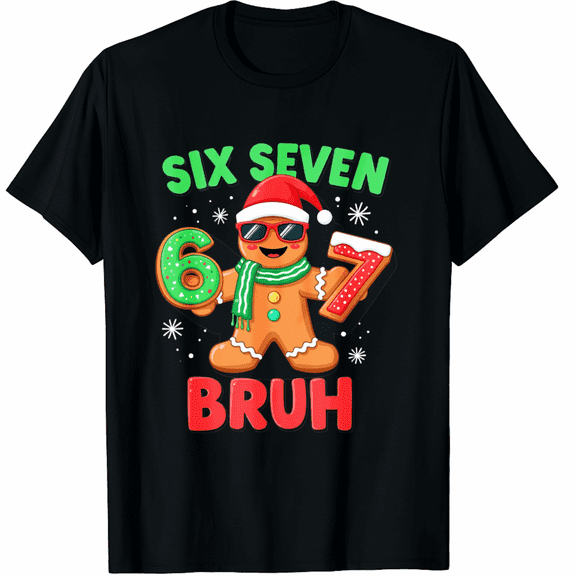 67 Christmas 6 7 Meme Gingerbread Man Xmas Pajamas Holiday T-Shirt for Men and Women