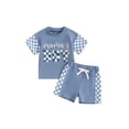 thumbnail image 2 of Aojekbee Baby Boys Summer Outfits Letter Embroidery Short Sleeves T-Shirt and Elastic Shorts Set for 2 Piece Clothes Set, 2 of 10