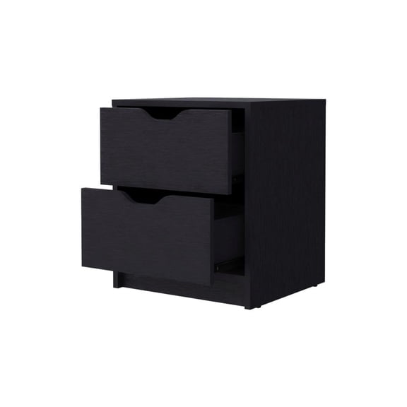 HomeRoots 19" Black Two Drawer Nightstand With Integrated Tech