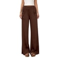 thumbnail image 2 of Palazzo Pants for Women 2026 Trendy Elastic High Waist Wide Leg Flared Casual Loose Flowy Beach Pants with Pockets, 2 of 8