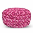 thumbnail image 1 of Fuchsia Pouf Cover with Zipper, Vertical Oval Circles Vintage Abstract Round Leaf Image, Soft Decorative Fabric Unstuffed Case, 30" W X 17.3" L, Fuchsia Hot Pink, by Ambesonne, 1 of 5