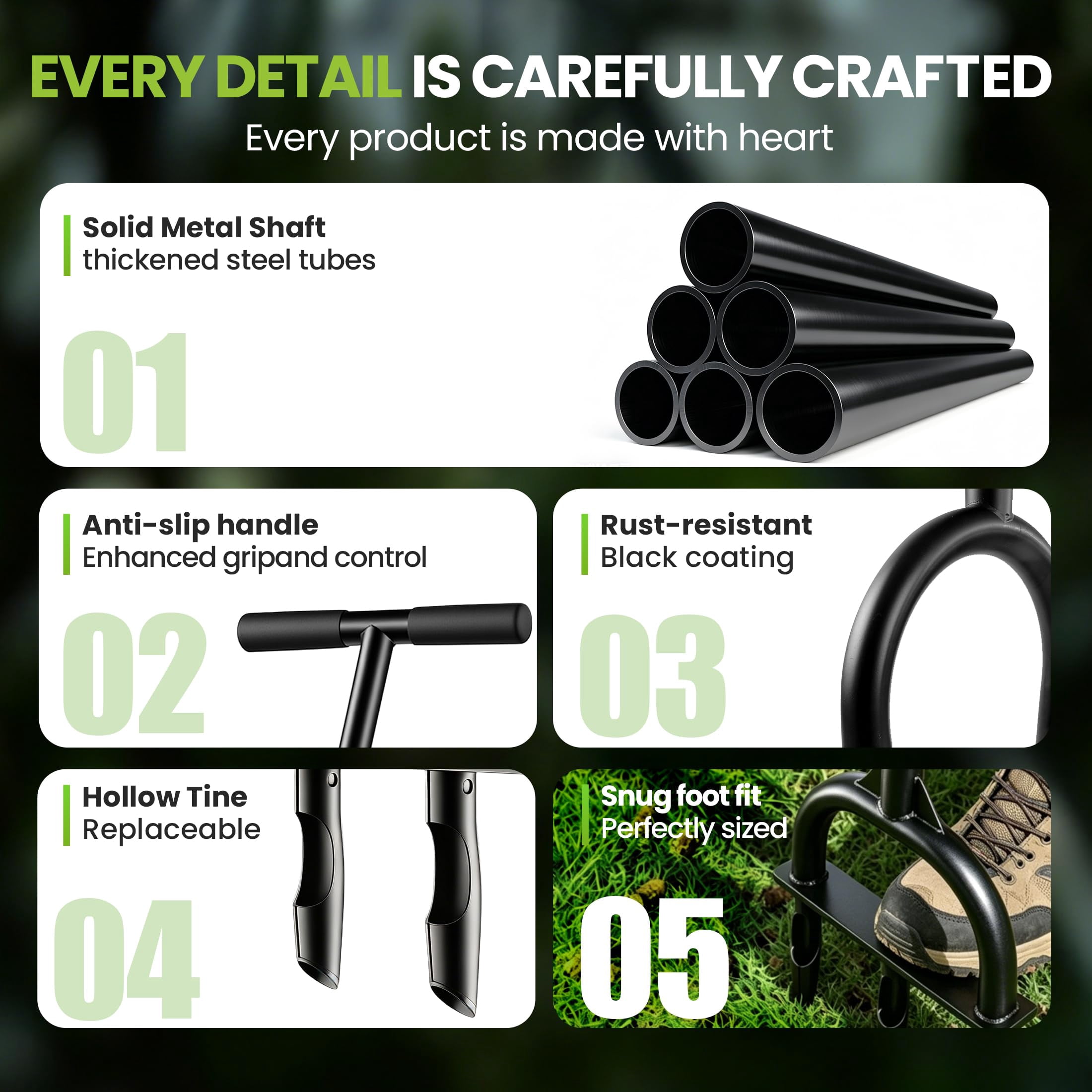 Manual Lawn Core Aerator Tool - Heavy Duty Hand Soil With 3 Hollow Tines  Pre-assembled & Garden Plug Remover For Grass Growth Improvem