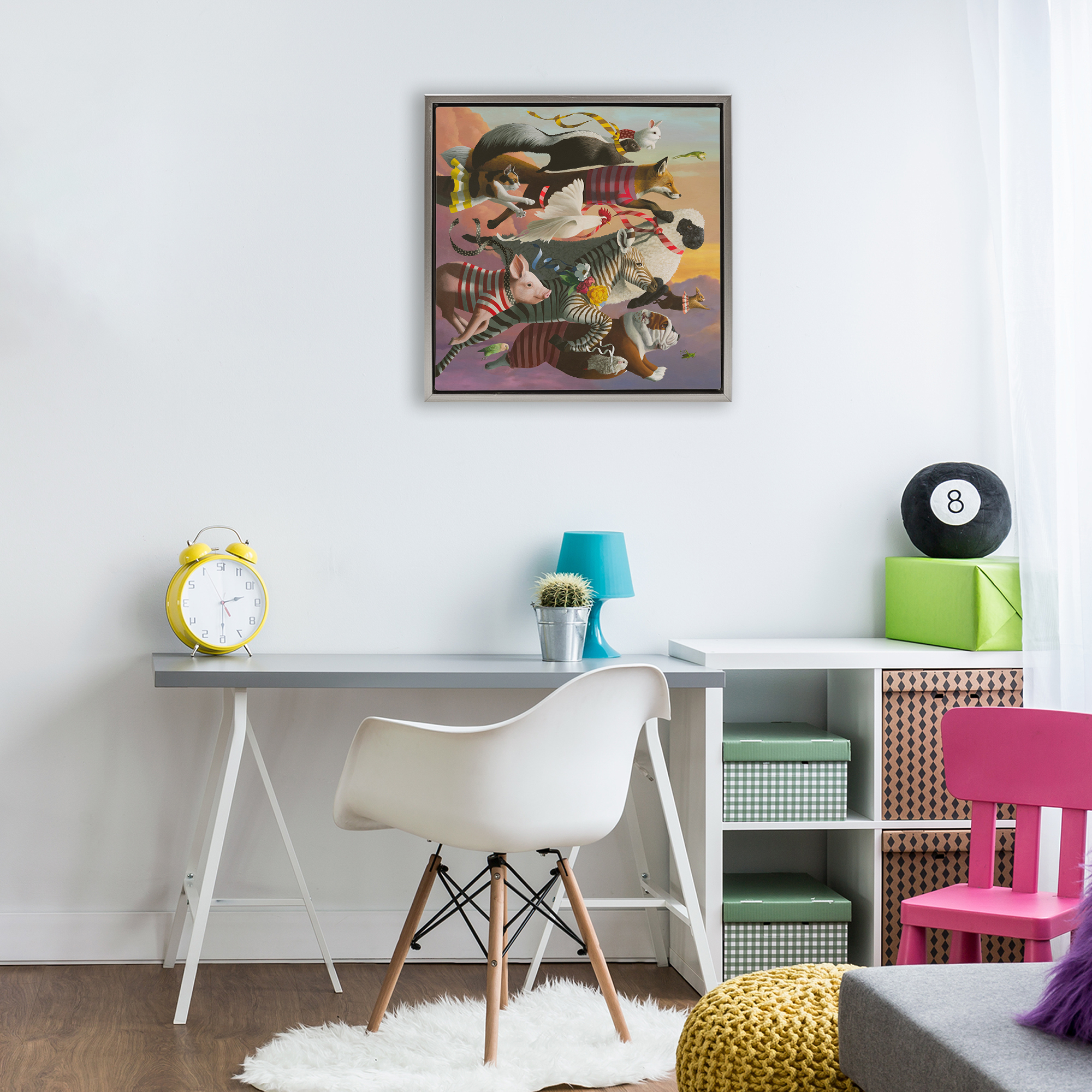 Thick As Thieves Animals Gray Framed Floater Canvas Wall Art, design by Heather Gauthier