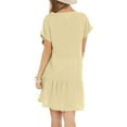 thumbnail image 4 of Mohiass Women's Short Sleeve Flowy Swing T Shirt Dress Baby Doll Cute Casual Pockets Dresses Yellow M, 4 of 5