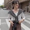 thumbnail image 7 of QASIEATN Women's Cozy Shawl Wraps Womens Striped Knitted Sweater Casual Shawl Scarf Cardigan Cape Coverup Shoulder Top Fall Fashion Accessories, 7 of 7