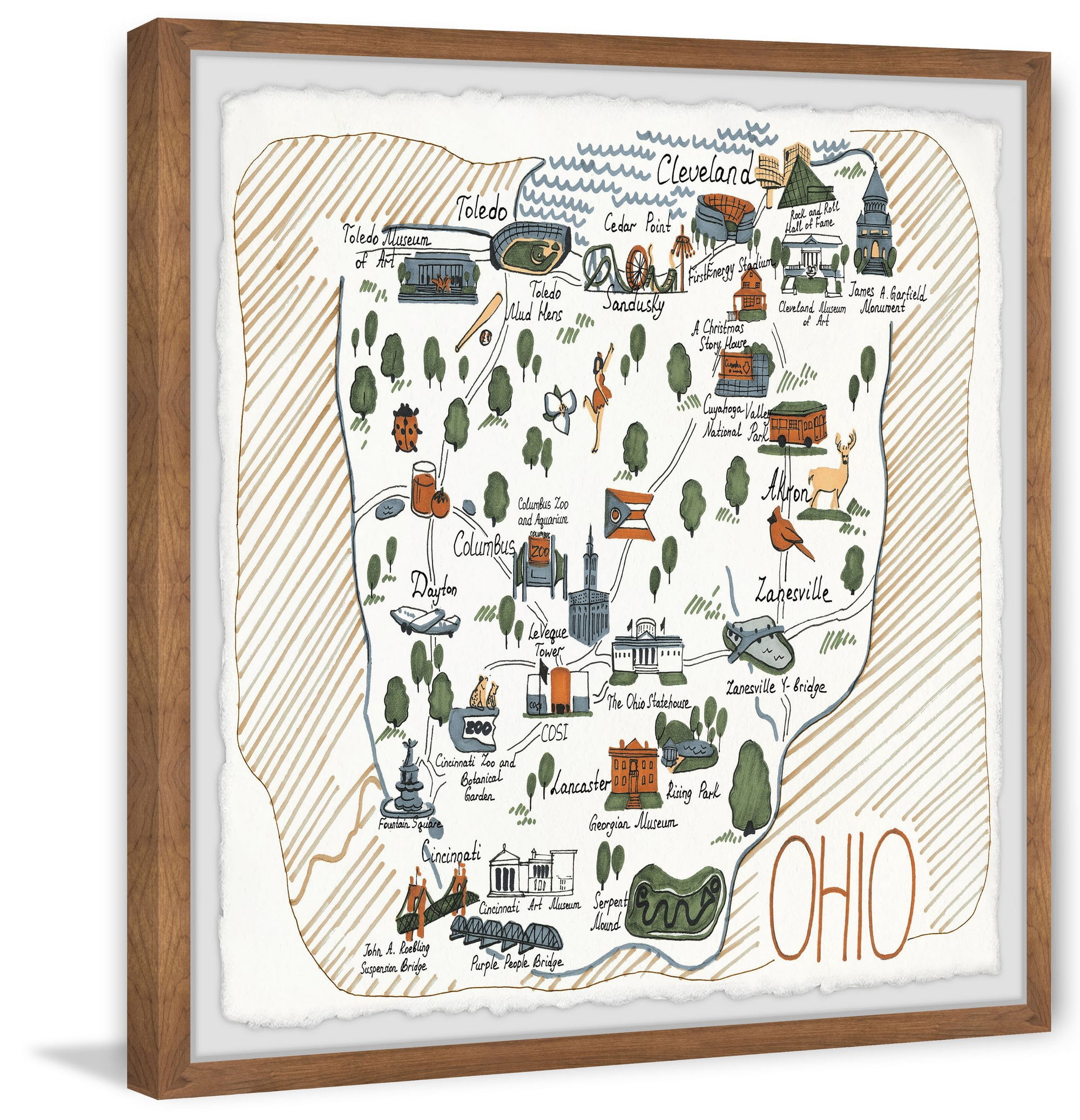 Marmont Hill Ohio Landmark Framed Wall Art