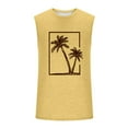thumbnail image 4 of RYDCOT Men's Quick Dry Workout Cotton Tank Top Gym Muscle Tee Fitness Bodybuilding Palm Tree Print Sleeveless T Shirt Yellow, 4 of 5