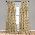 thumbnail image 5 of Ambesonne Floral Curtains, Bird Branches Flowers Art, Pair of 28"x95", Vermilion Cream and Teal, 5 of 5