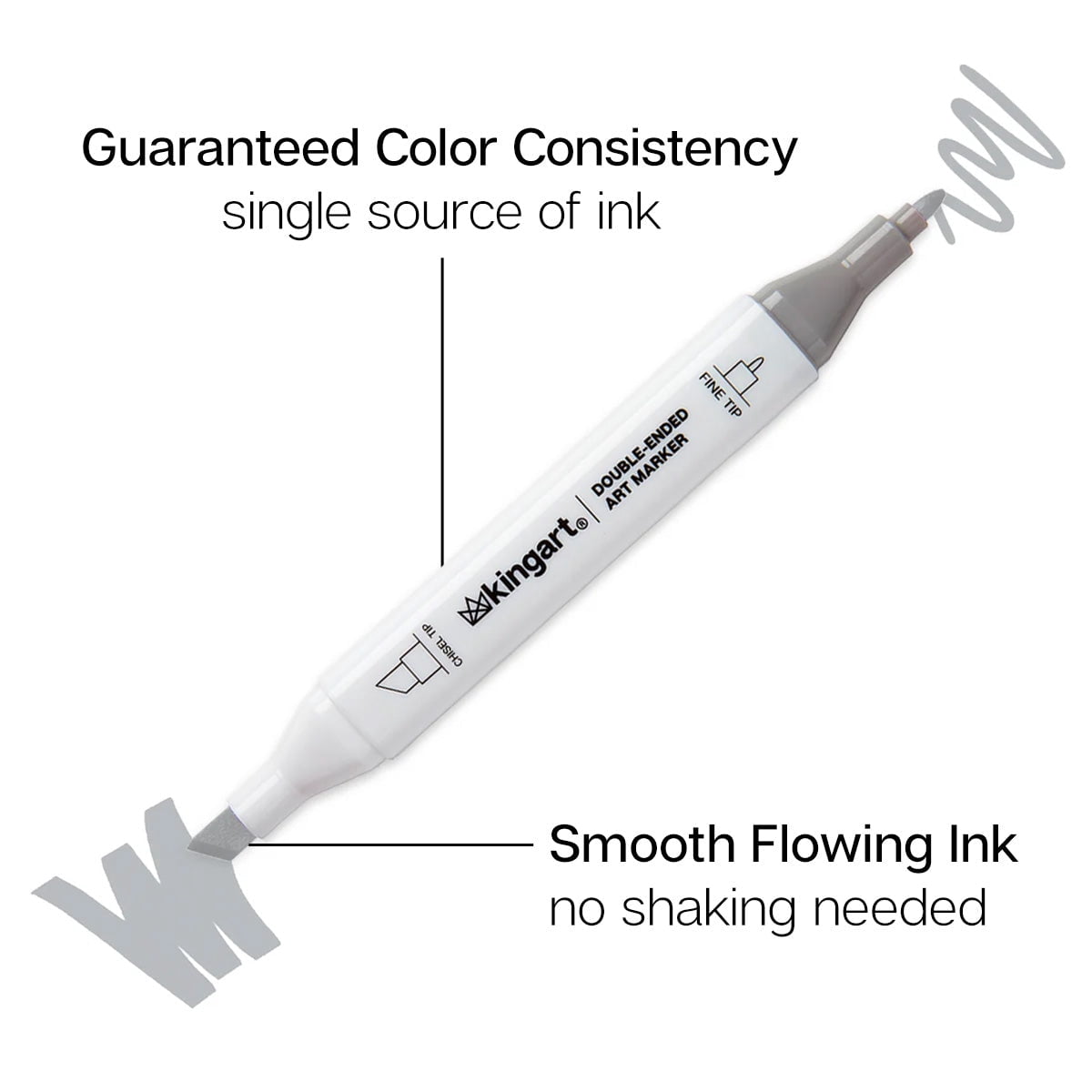 KINGART PRO Double-Ended Art Alcohol Markers, Fine Point & Chisel Point, Gray Tone Palette, 24 Count