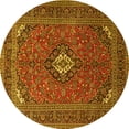 thumbnail image 1 of Ahgly Company Machine Washable Indoor Round Medallion Yellow Traditional Area Rugs, 3' Round, 1 of 4