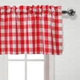 thumbnail image 3 of 3 Piece Semi Sheer Kitchen Curtains - Light Filtering Buffalo Plaid Tier and Valance Window Curtains Set, Red and White, 52 W x 18 L (1 Panel) + 26 W x 36 L (2 Panels), 3 of 6