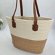 thumbnail image 4 of Granjero Gordo Bolso de mano tejido y bolsas de cosméticos, bolso de mano tejido elegante de playa de verano, bolso de hombro de 9,84 x 9,84 x 3,93 pulgadas (caqui), 4 of 4