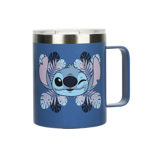 Stitch Face and Leaves 14oz Vacuum Sealed Stainless Steel Coffee Mug