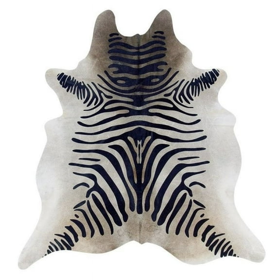 Bowery Hill Hand Crafted Cow Hide Rug in Black Stencil