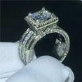 thumbnail image 2 of 14k White Gold Plated 2 Ct Princess Cut Lab Created Diamond Halo Engagement Ring Sterling Silver, 2 of 2