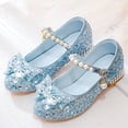 thumbnail image 2 of Quealent Girls Sandals Clear Sparkle Jelly Dress Shoes with Bow Mary Jane Flats Blue for Size 13, 2 of 7