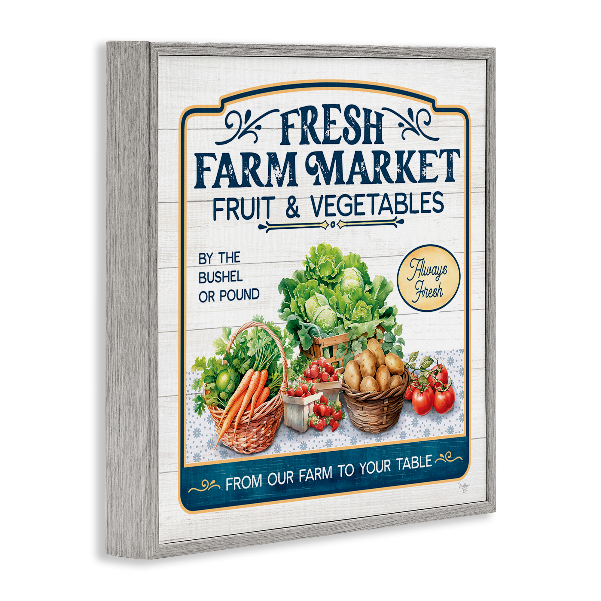 Stupell Industries Fresh Farm Market Food & Beverage Painting Gray Framed Art Print Wall Art, 17 x 17