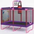 thumbnail image 2 of 4.5FT Trampoline with Safety Enclosure for Kids, SEGMART Toddler Trampoline with Basketball Hoop, Kids Trampoline with Jumping Mat, Mini Trampoline, Indoor Trampoline, Gifts for Boys Girls, 110LBS, 2 of 2
