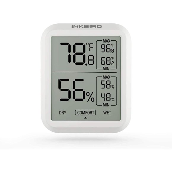 Inkbird Digital Thermometer Indoor Hygrometer ITH-20 Indoor Thermometer Hygrometer with temperature and humidity monitor for cigarettes, guitars, ukuleles, humidors, refrigerators, reptiles.