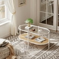 thumbnail image 4 of EDTara Oval Coffee Table With 2 Tiers, Tempered Glass Surface, Rattan Storage, and Durable Metal Frame for Apartment, 4 of 8