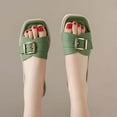 thumbnail image 2 of Xfvqtps Slide Sandals for Women Flat Sole Open Square Toe Buckle Decor Soft Sole Non Slip Summer Beach Sandals Green, 2 of 5