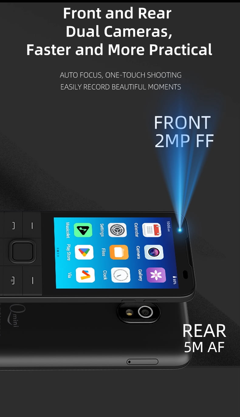 TIQ mini M5 4G Android 13 3+32GB Smartphone – Compatible with Verizon, AT&T, T-Mobile | Google Play Support | Compact Smart Mobile Phone