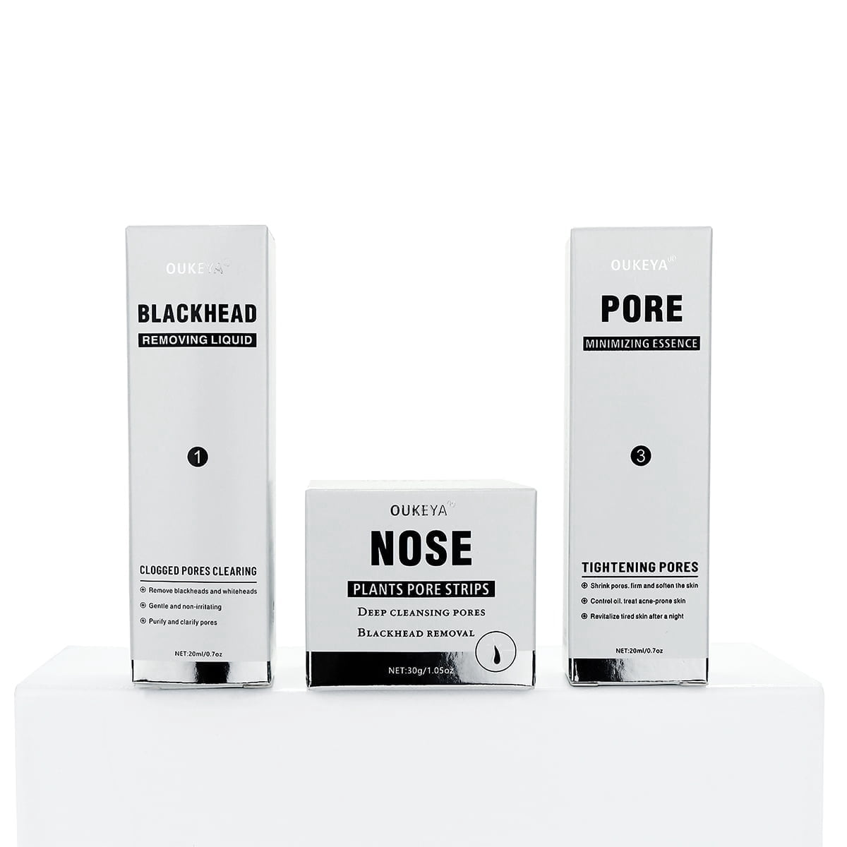 OUKEYA 3-Piece Blackhead Remover Tool Set with Nose Plants Pore Strips & Blackhead-Fighting Nose Mask