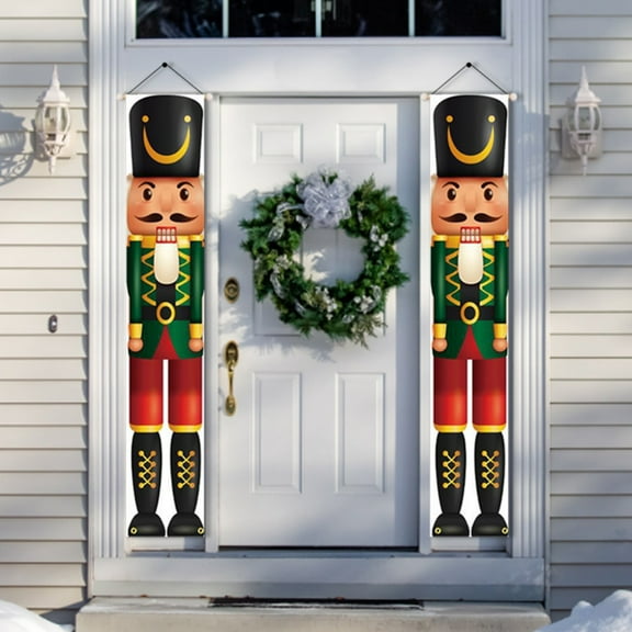 Nutcracker Christmas Decorations - Outdoor Christmas Decoration Nutcracker Banners - Life Size Christmas Nutcracker Soldier Banners for The Home Wall Fireplace Front Porch Garage Door 72 X 12 Inch