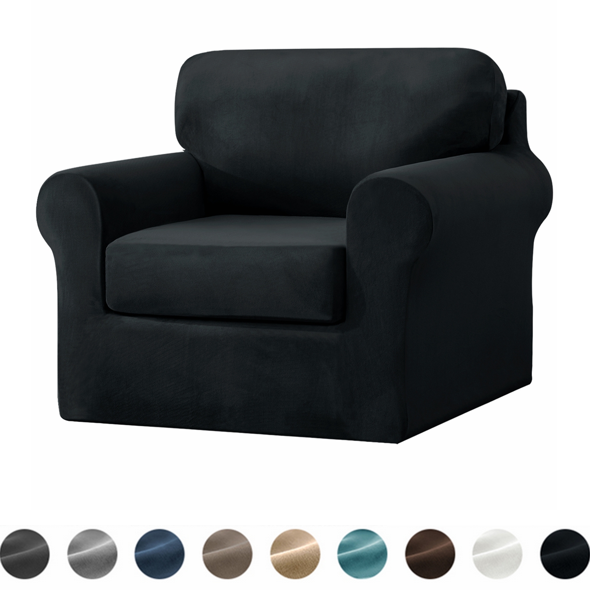 Stretch Velvet Sofa Cover Tshaped, Couch Slipcover with Elastic