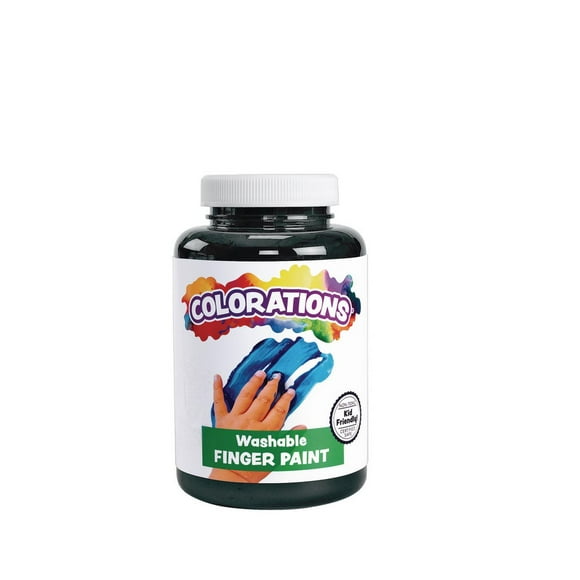 Colorations Washable Finger Paints, Black, Non-Toxic, Creamy, Vibrant, Kids Paint, Craft, Hobby, Fun, Art Supplies, Young Kids, Finger Painting, Hand Painting, 16 oz.