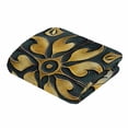 thumbnail image 5 of Vintage Flower Pattern Flannel Blanket for Bed,Travel and Camping, Gold Flower Dark Green Background Super Soft Cozy Blanket for All Seasons 40"x50", 5 of 7