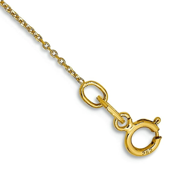 10k Solid Yellow Gold .6mm Sparkle-Cut Cable Chain Anklet 9 Inch Anklet for Women and Men - .4 Grams