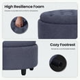 thumbnail image 6 of Blue Round Ottoman with Storage and Reversible Tray, Upholstered Fabric Footrest Coffee Table for Living Room, Bedroom, Entryway-25 Inch, 6 of 10