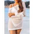 thumbnail image 4 of Charmo Women Long Sleeve Swimsuits Cover Ups Crochet Bathing Suit Bikini Beach Swimwear, 4 of 5