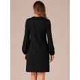 thumbnail image 3 of DARING DIVA Elegant Long Sleeve Textured Crew Neck Casual Dress L Black, 3 of 6