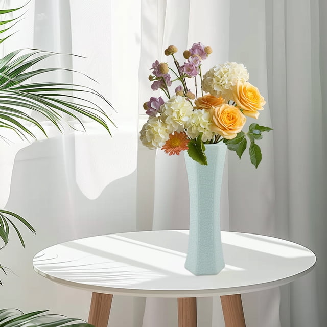 pstuiky Jarrón de imitación de plástico esmaltado arreglo floral para sala de estar decoración de mueble de TV decoración de flores secas maceta utensilio para flores