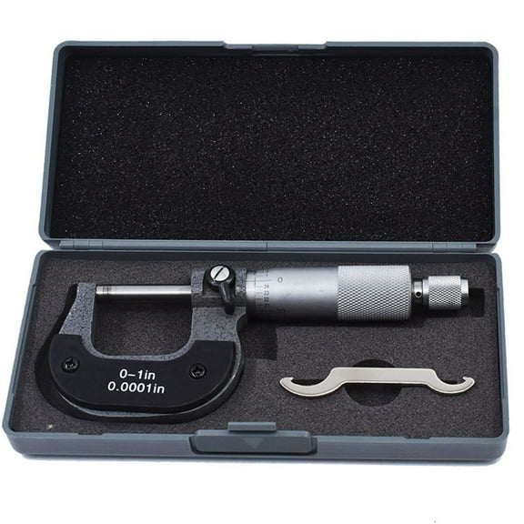 Outside Micrometer, 0-1 x 0.0001 inch Precision Carbide Tipped Laser Etched Graduations Micrometer for Measurement Work