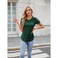 thumbnail image 2 of Womens Summer Spring Trendy Vacation Outfits Short Sleeve Business Tshirts Fashion Casual Blouses Dark Green XL, 2 of 8