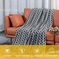 thumbnail image 6 of Ntbay Acrylic Knitted Throw Blanket with 7" Tassels, Lightweight and Soft Cozy Decorative Woven Blanket for Travel, Couch, Bed, Sofa, 51" x 67", Gray Wave, 6 of 6
