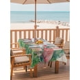 thumbnail image 2 of Outdoor Tablecloth with Umbrella Hole for Patio/Picnic/Party/Camping, Pink Flamingo Waterproof Table Cloth Rectangle Table Cover Washable, Summer Tropical Palm Leaves Burlap (52"x 70"), 2 of 9